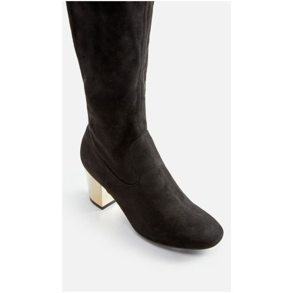 Over Knee Gold Heel Boots - Picture 2 of 4